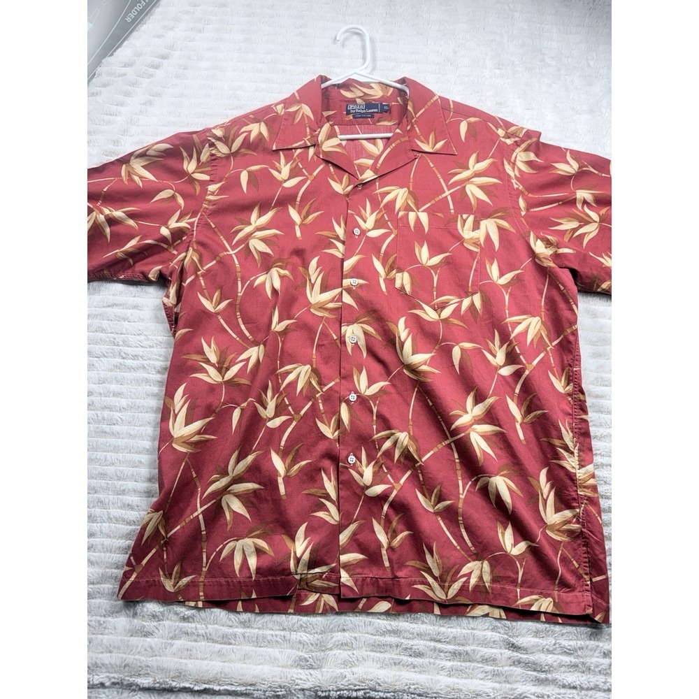 Polo Ralph Lauren® RARE‎ 90s Bamboo Aloha Hawaiian Shirt - Red- XL